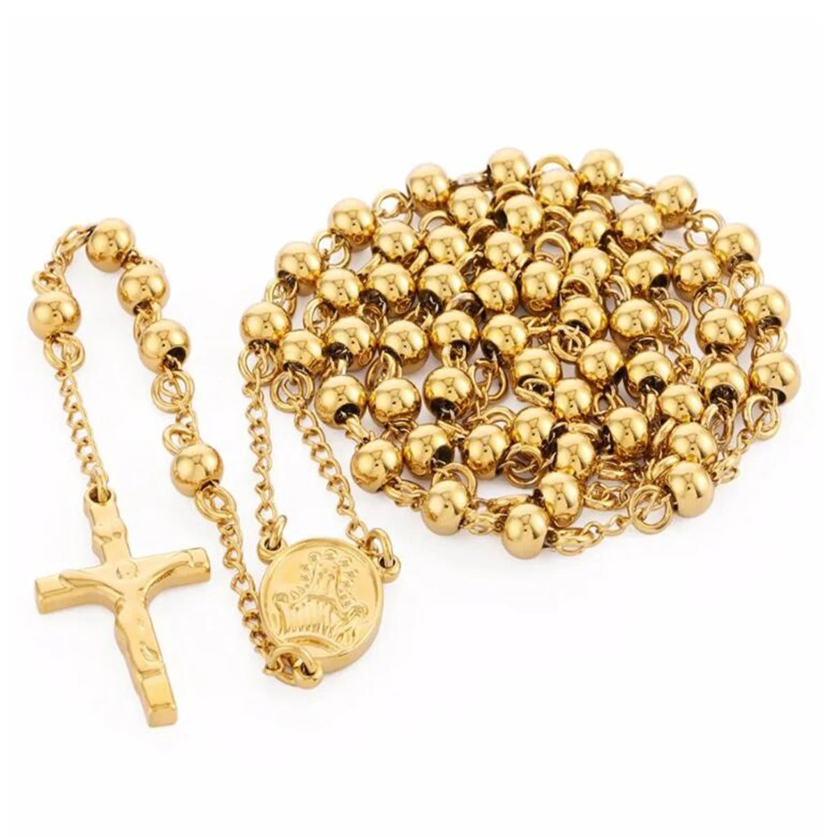 Colar Terço Dourado Fé Eterna 60cm