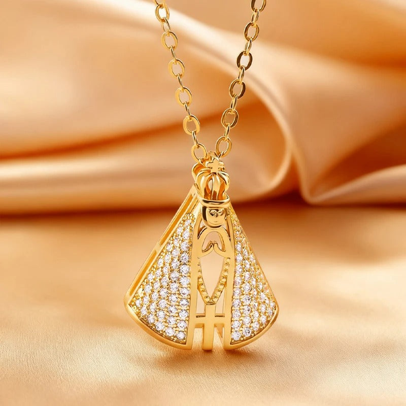 Colar Medalha Nossa Senhora Brilho Divino 45cm