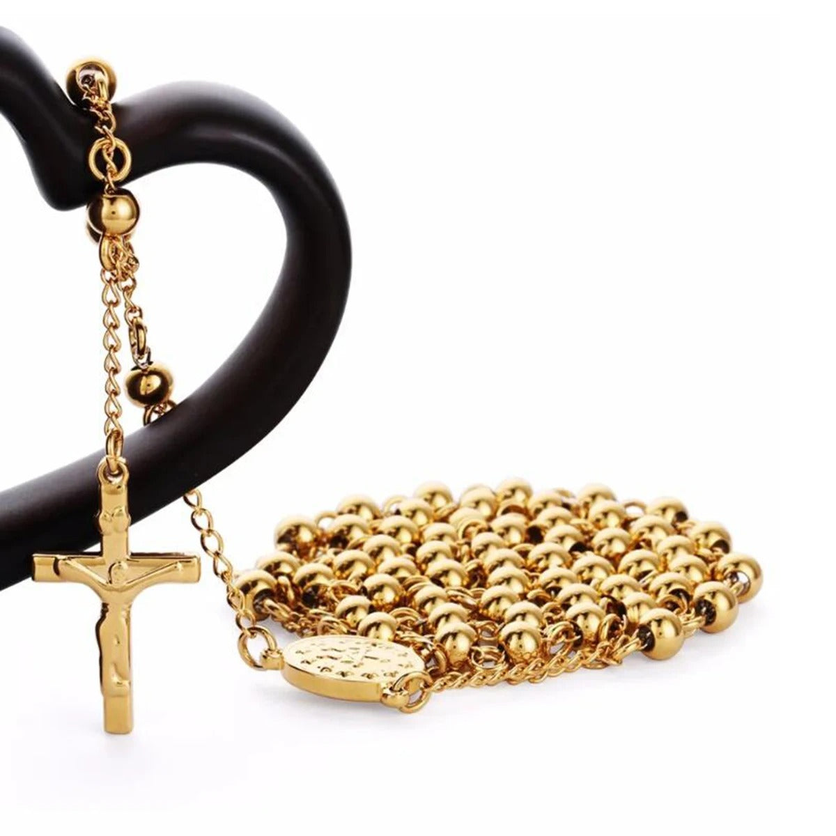 Colar Terço Dourado Fé Eterna 60cm