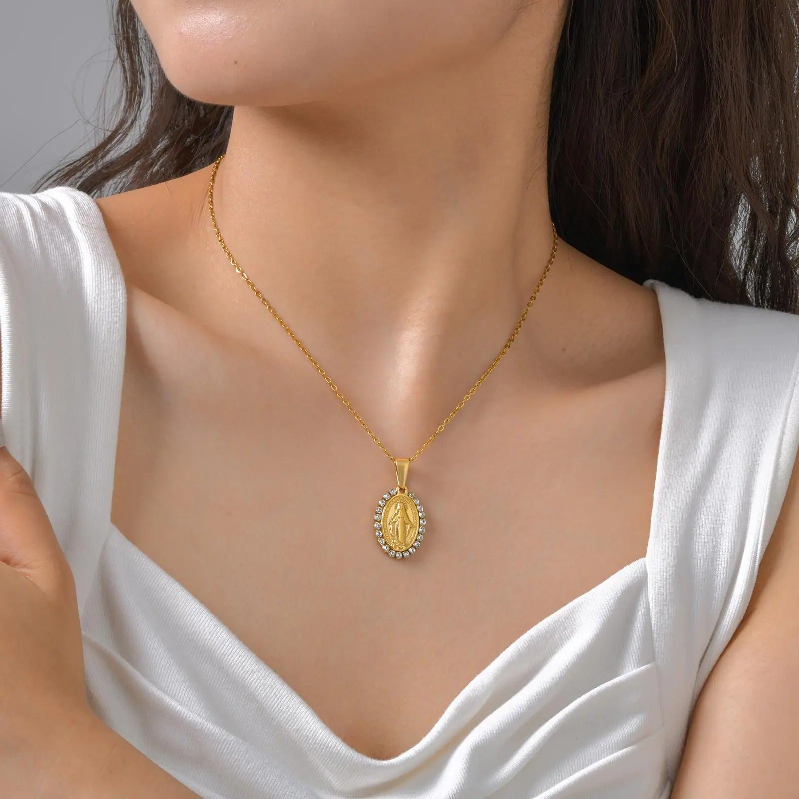 Escapulário Nossa Senhora Cravejado Luxo 40-45CM