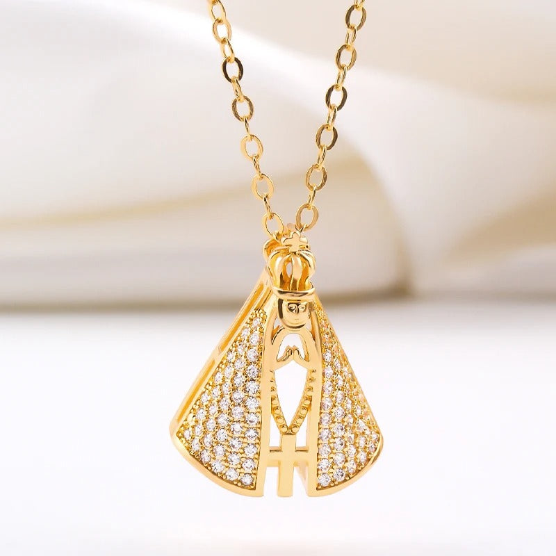 Colar Medalha Nossa Senhora Brilho Divino 45cm