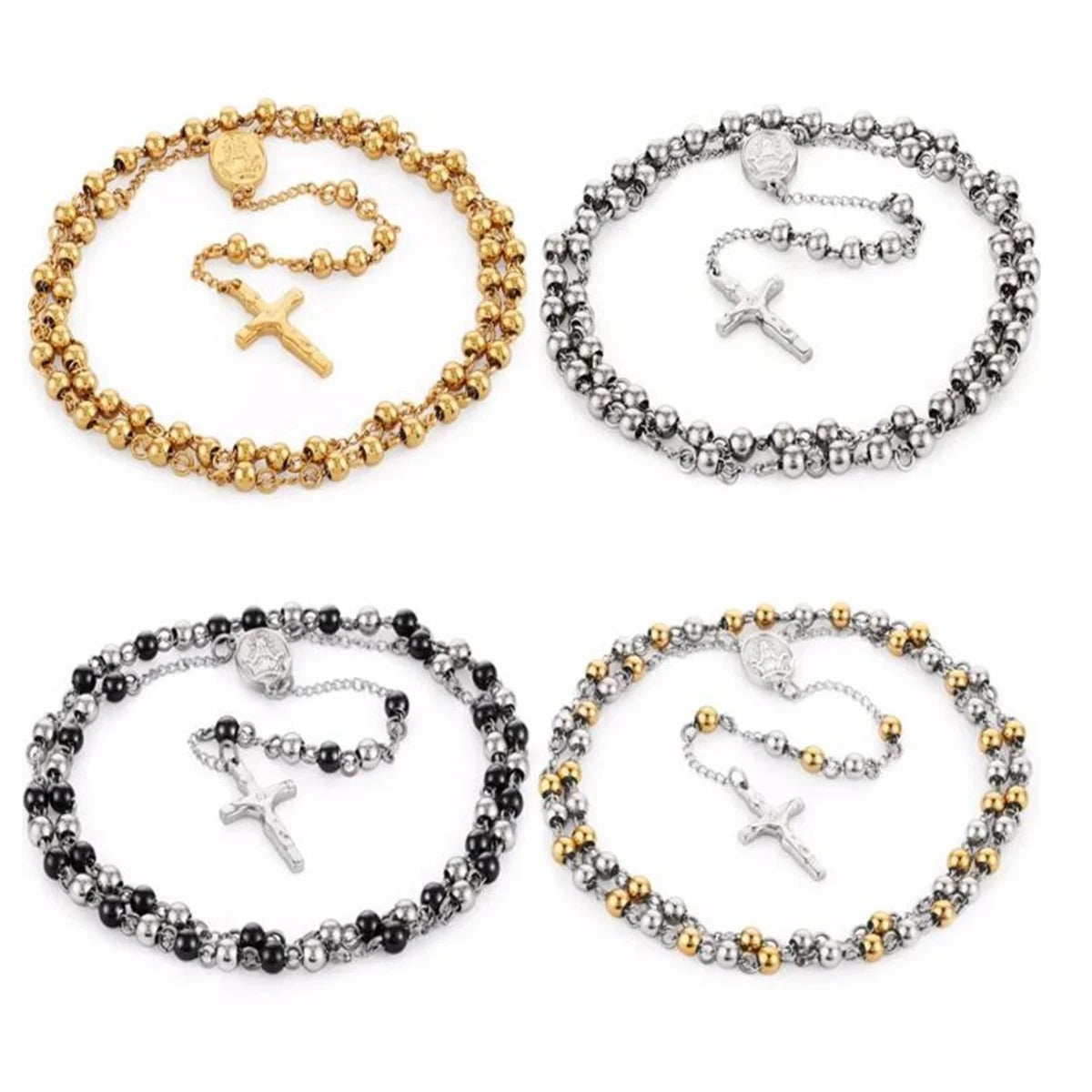 Colar Terço Dourado Fé Eterna 60cm