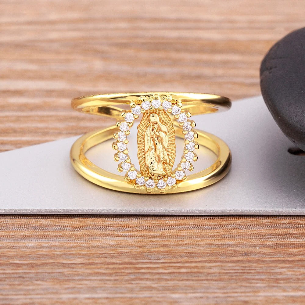 Anel Medalha Sagrada Ajustável Gold