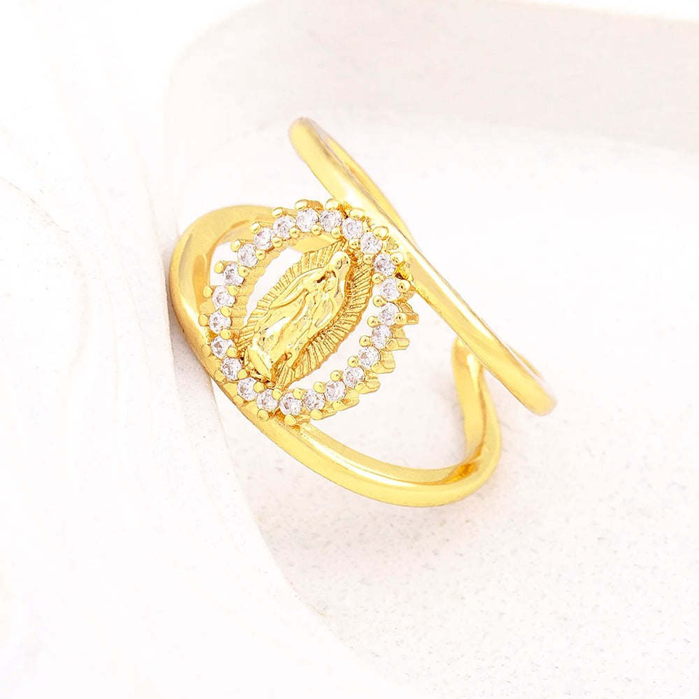 Anel Medalha Sagrada Ajustável Gold