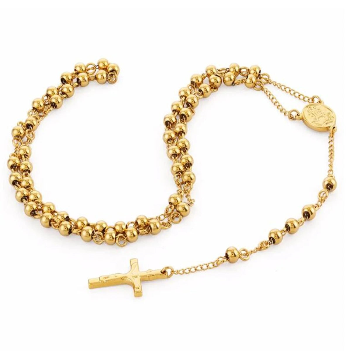 Colar Terço Dourado Fé Eterna 60cm