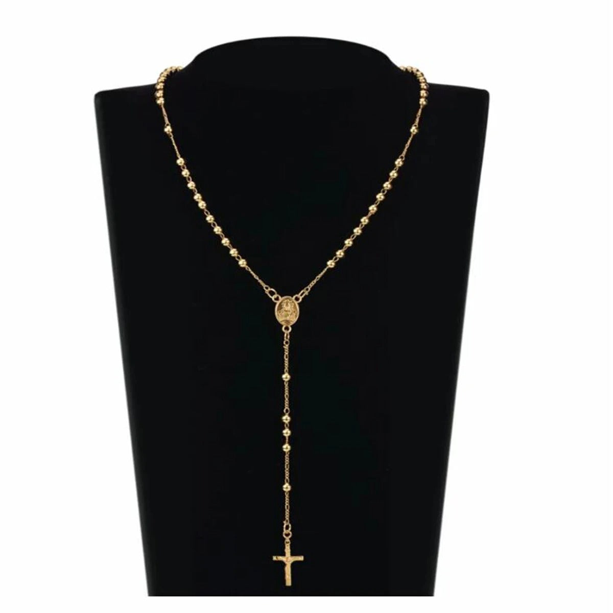 Colar Terço Dourado Fé Eterna  60cm