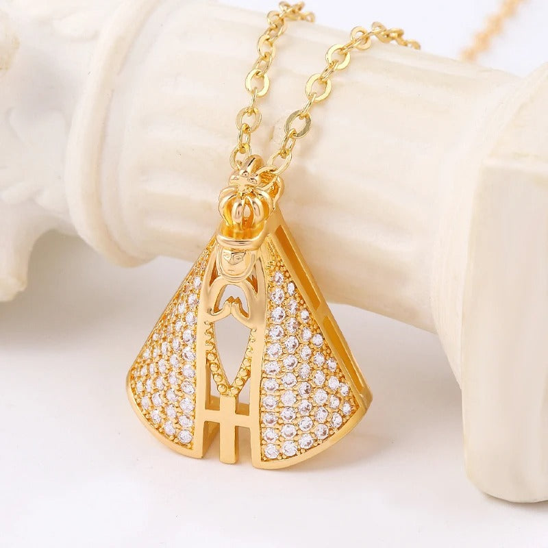 Colar Medalha Nossa Senhora Brilho Divino 45cm