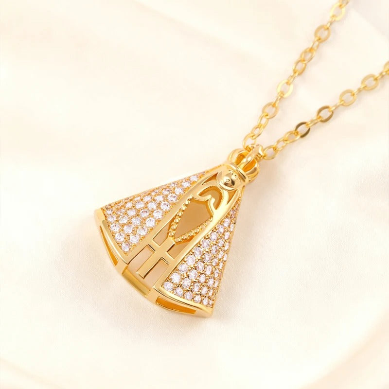 Colar Medalha Nossa Senhora Brilho Divino 45cm